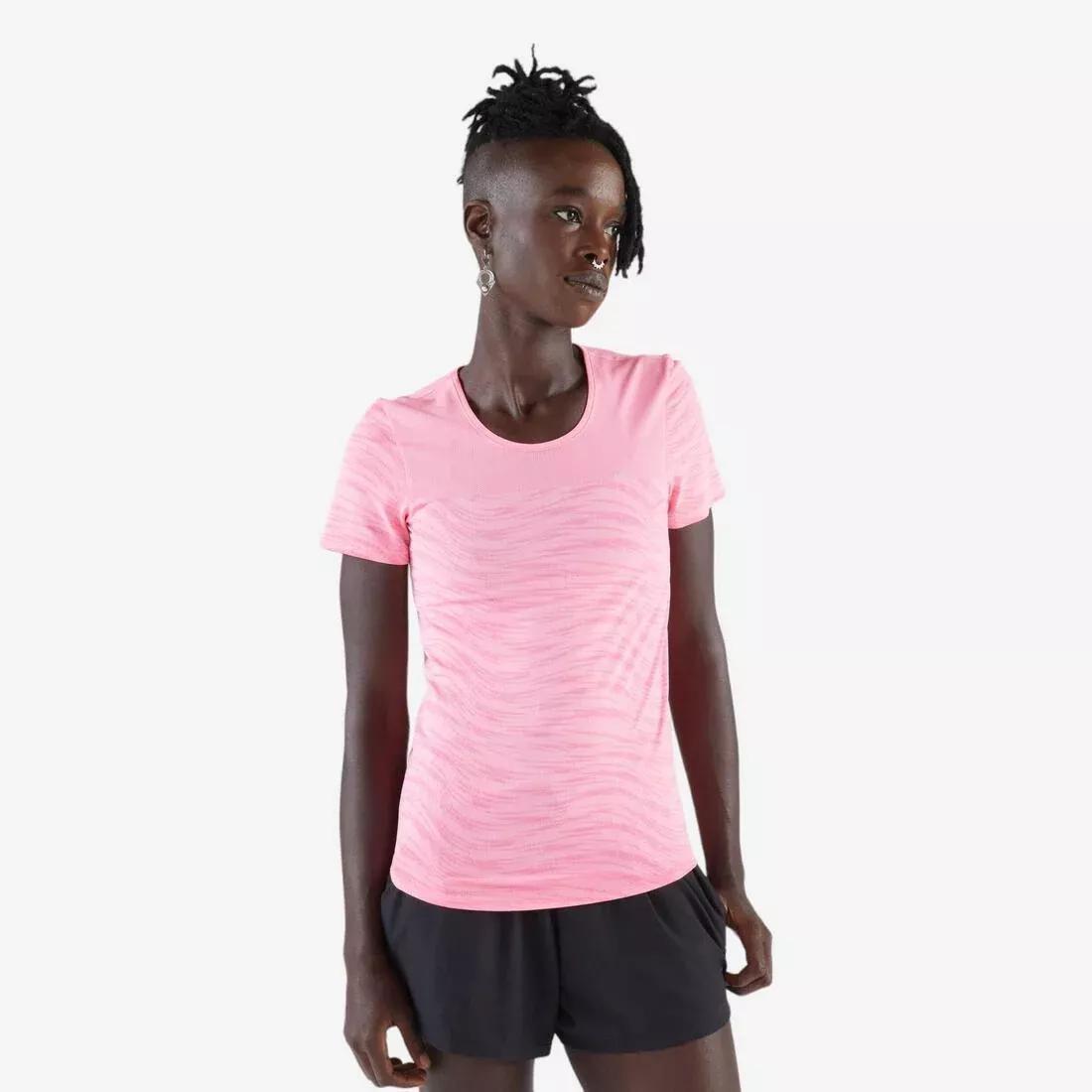 Women Breathable Running And Trail T-Shirt - Kiprun Run 500, Pink, No Color, large image number 0