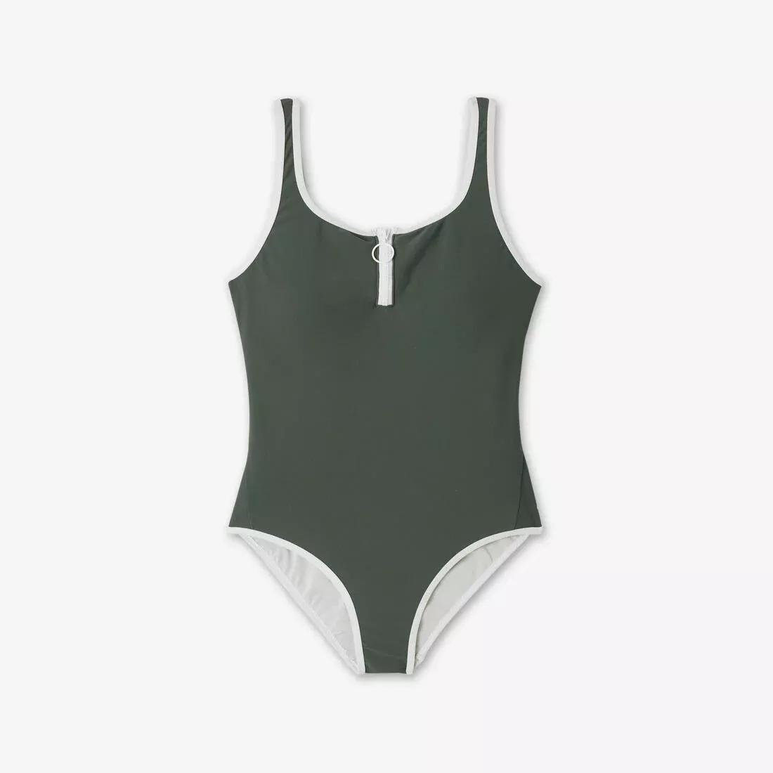 Women swimming 1-piece swimsuit - Heva Joy zip, Green, No Color, large image number 6