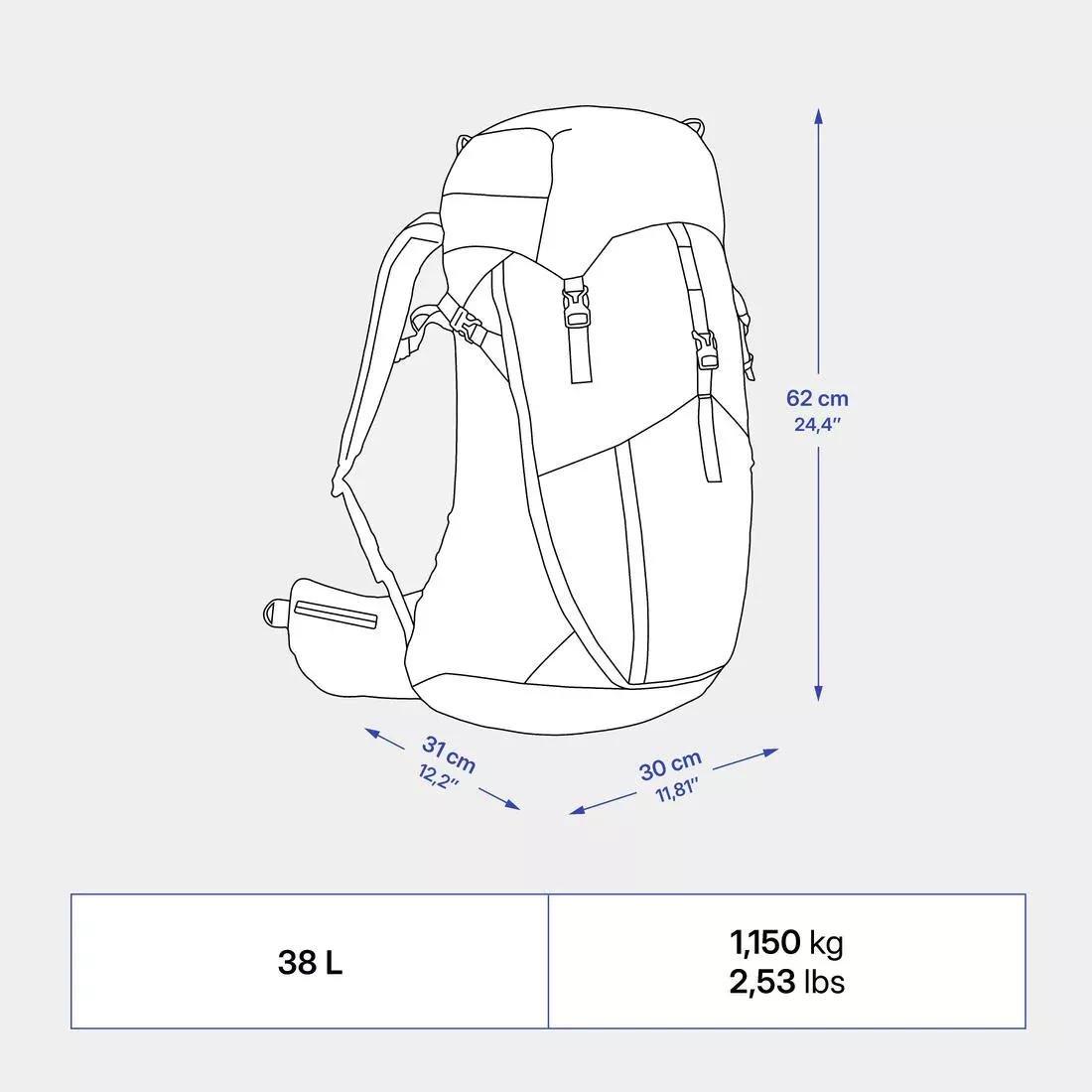 MANGROVE KHAKI 38 L Hiking Backpack, MH500, No Color, large image number 3