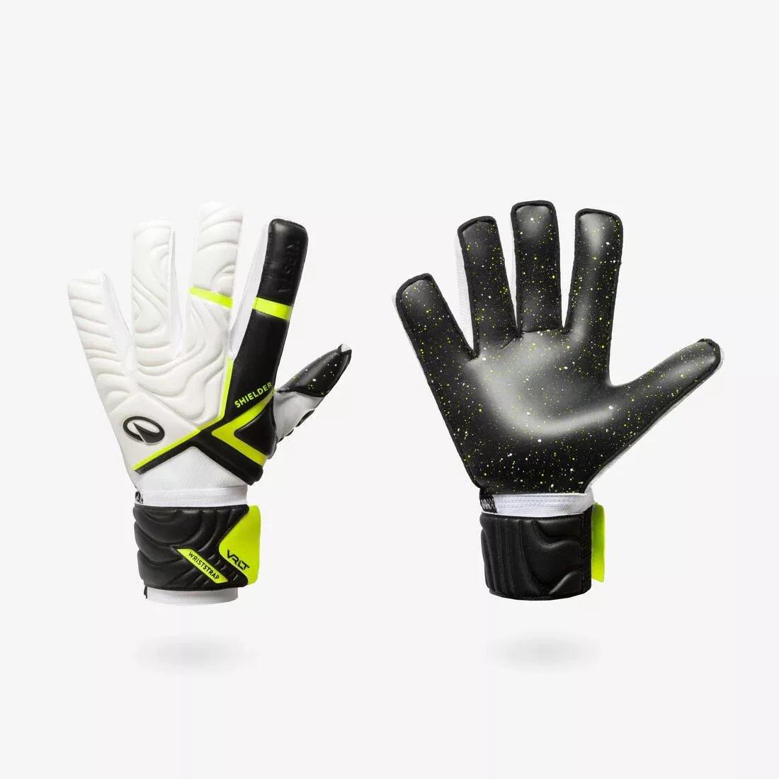 Adult Football Goalkeeper Gloves with Finger Protection VRLT 500, White, No Color, medium