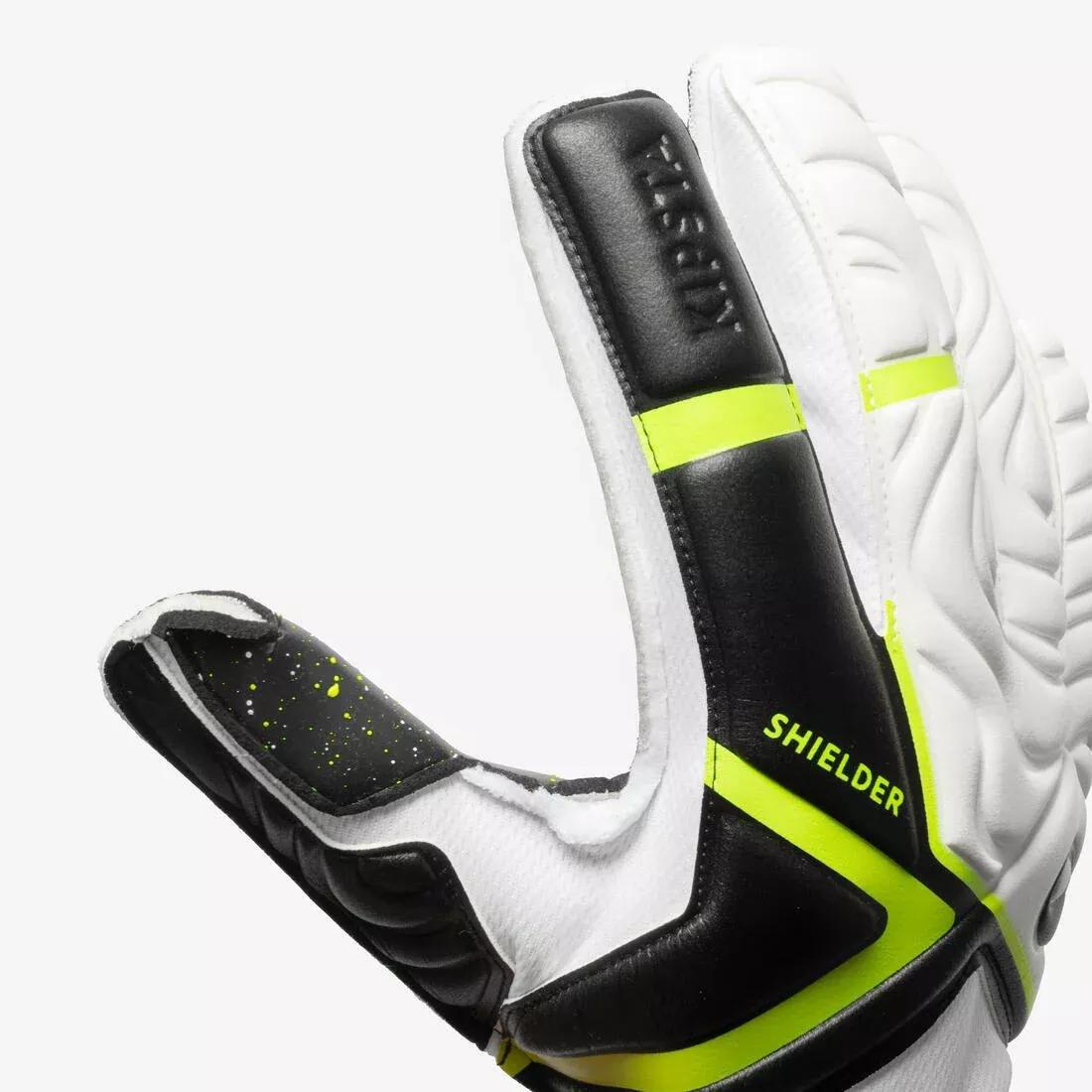 Adult Football Goalkeeper Gloves with Finger Protection VRLT 500, White, No Color, medium