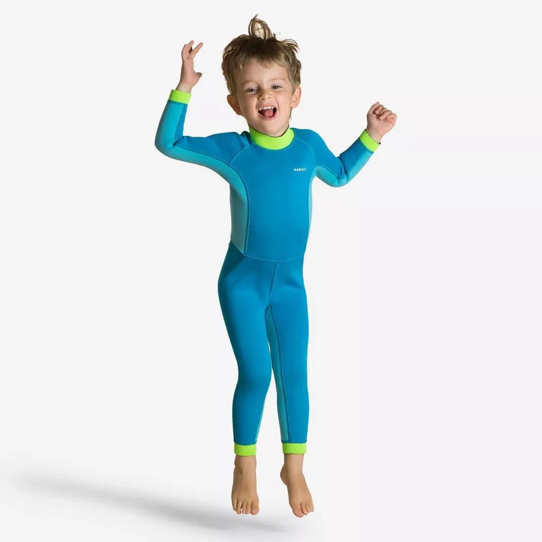 Kids Unisex Swimming Neoprene Wetsuit - TI WARM, Teal, No Color, large image number 0