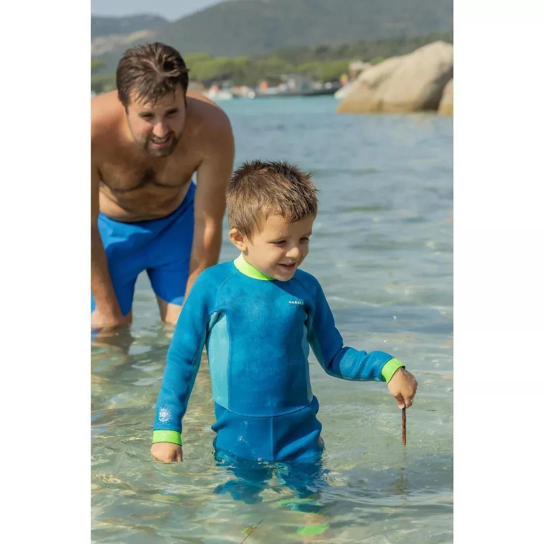 Kids Unisex Swimming Neoprene Wetsuit - TI WARM, Teal, No Color, large image number 3