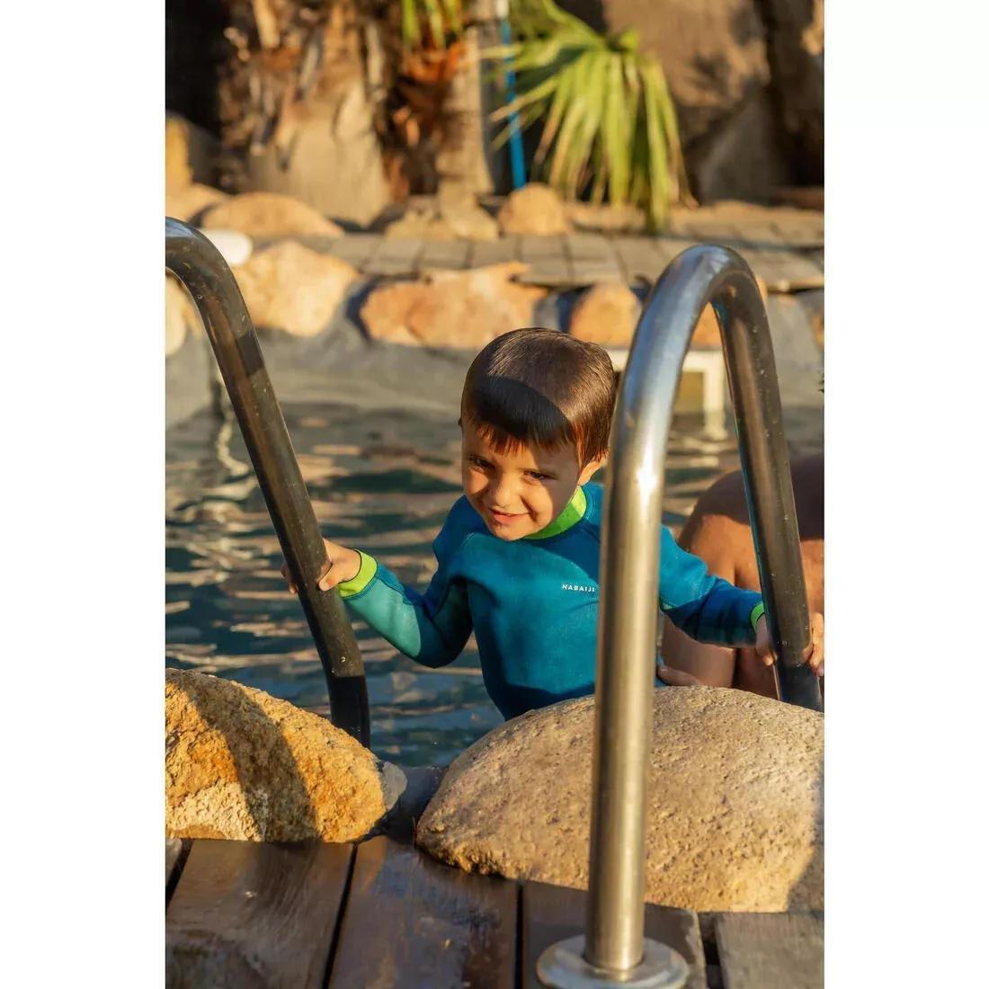 Kids Unisex Swimming Neoprene Wetsuit - TI WARM, Teal, No Color, large image number 4