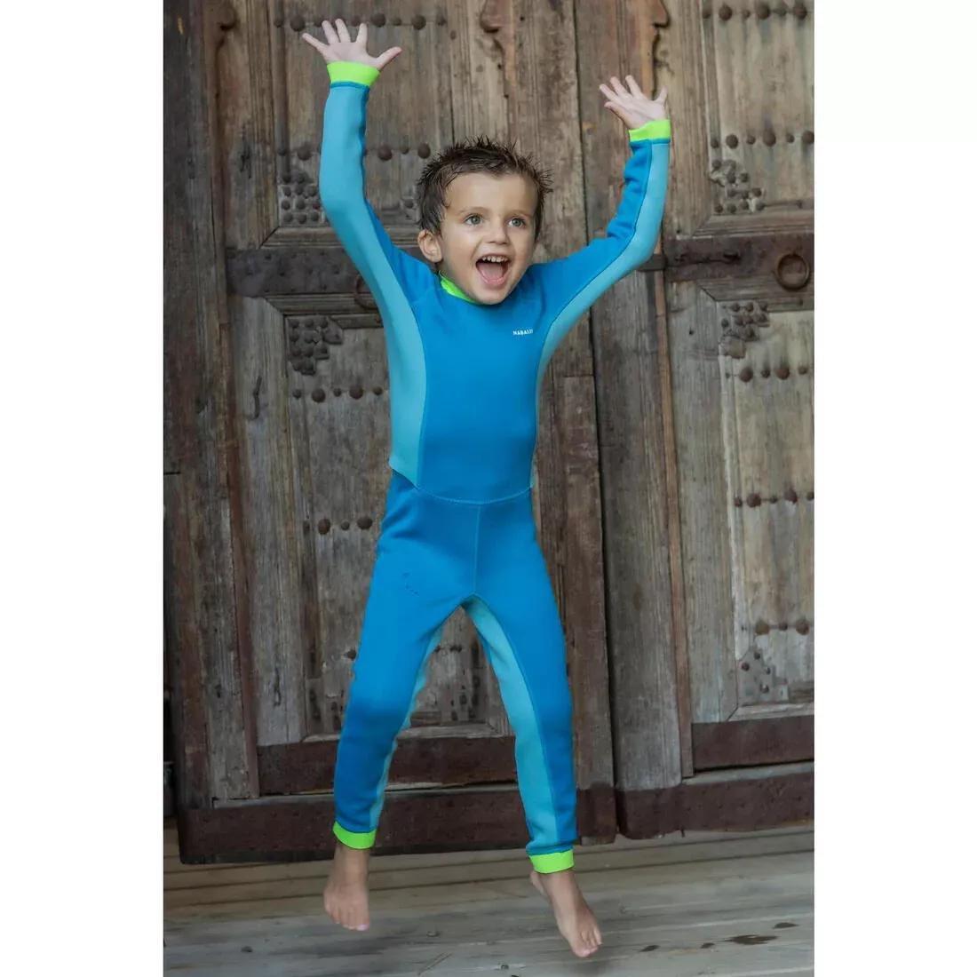Kids Unisex Swimming Neoprene Wetsuit - TI WARM, Teal, No Color, large image number 9