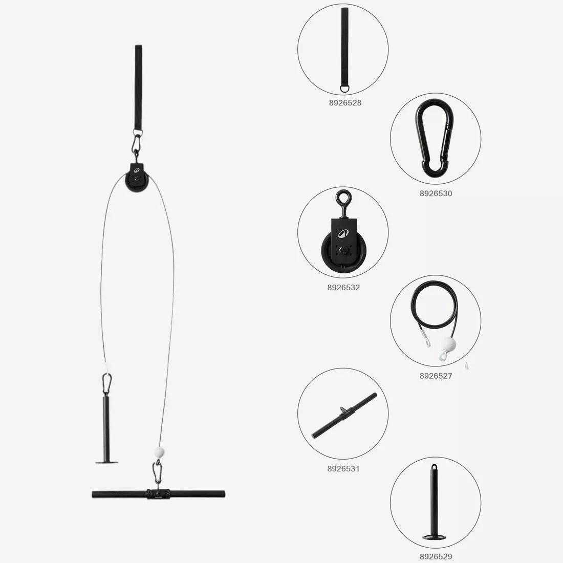 Weight Training Pulley Station With Pull Bar - and Disc, No Color, large image number 4