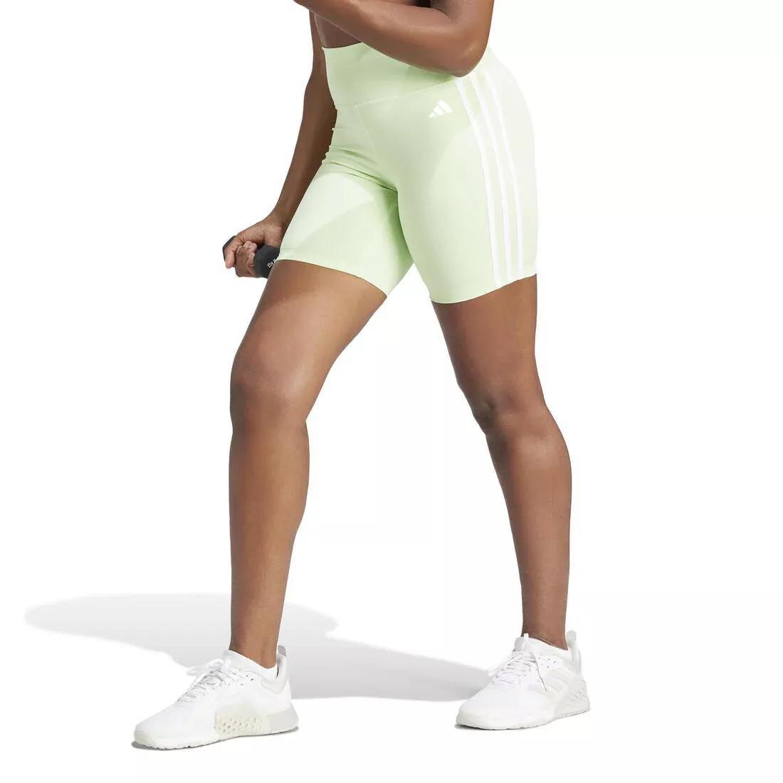 Training Essentials 3-Stripes High-Waisted Short Leggings, Green, No Color, medium