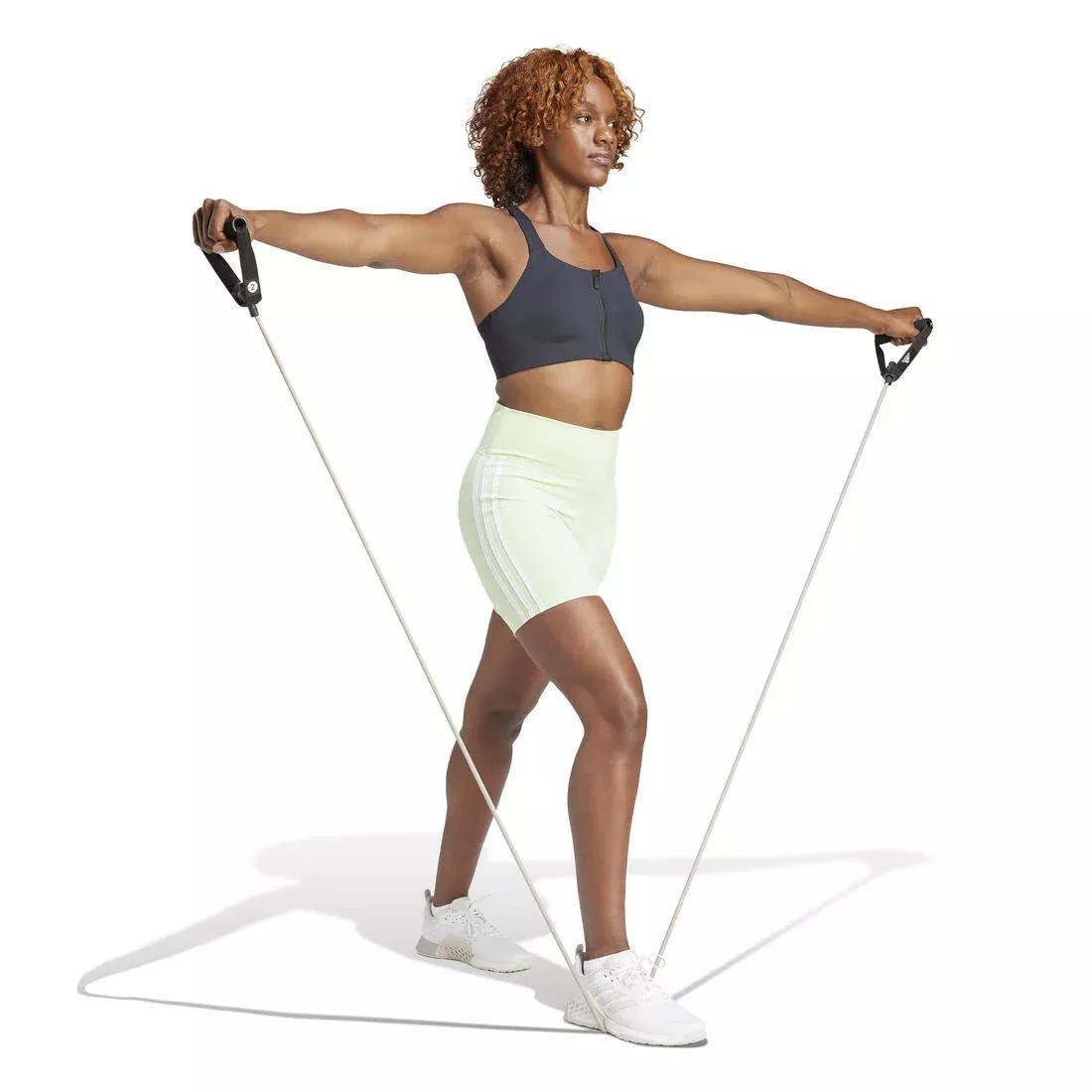 Training Essentials 3-Stripes High-Waisted Short Leggings, Green, No Color, large image number 4