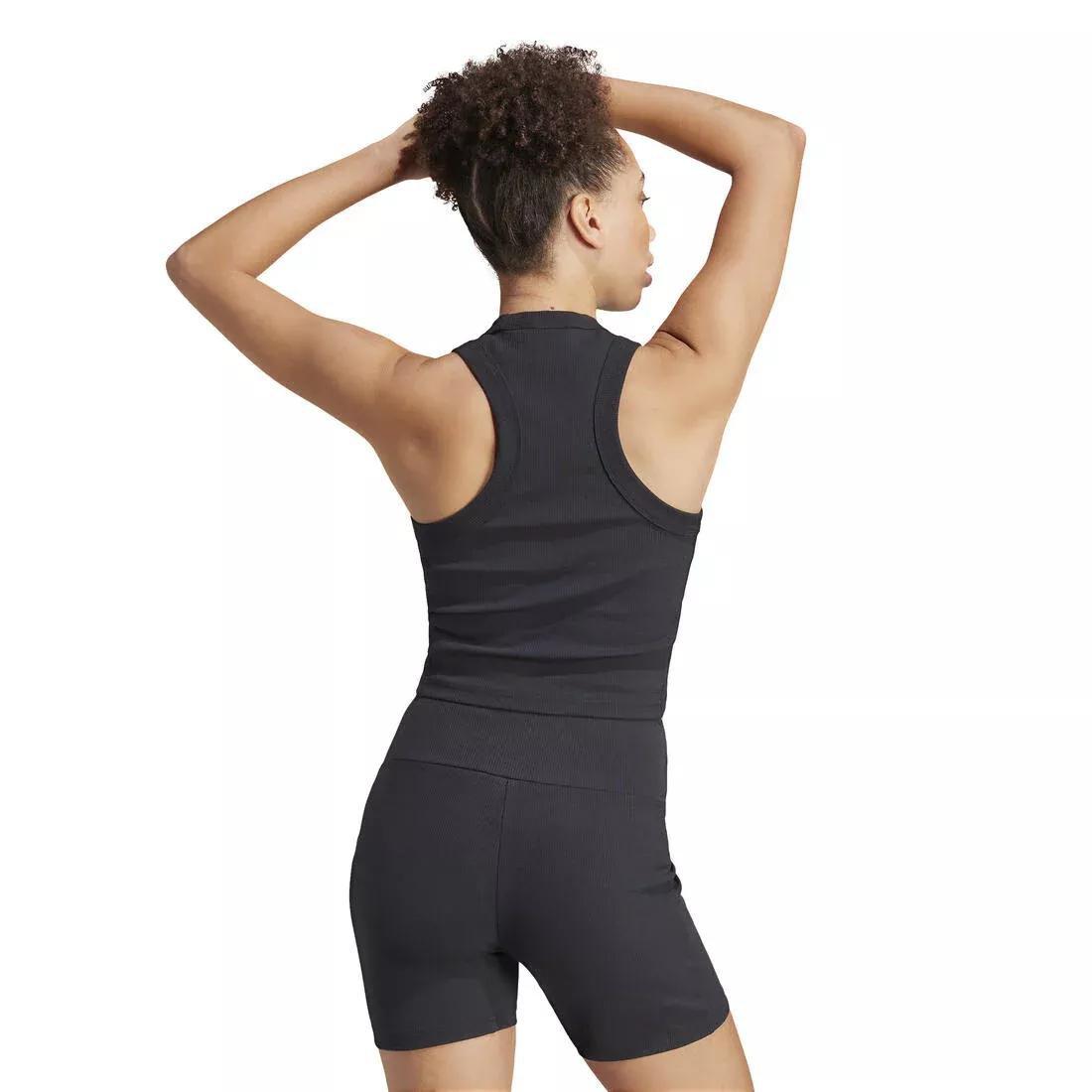 Lounge Ribbed Crop Tank Top, Black, No Color, large image number 2