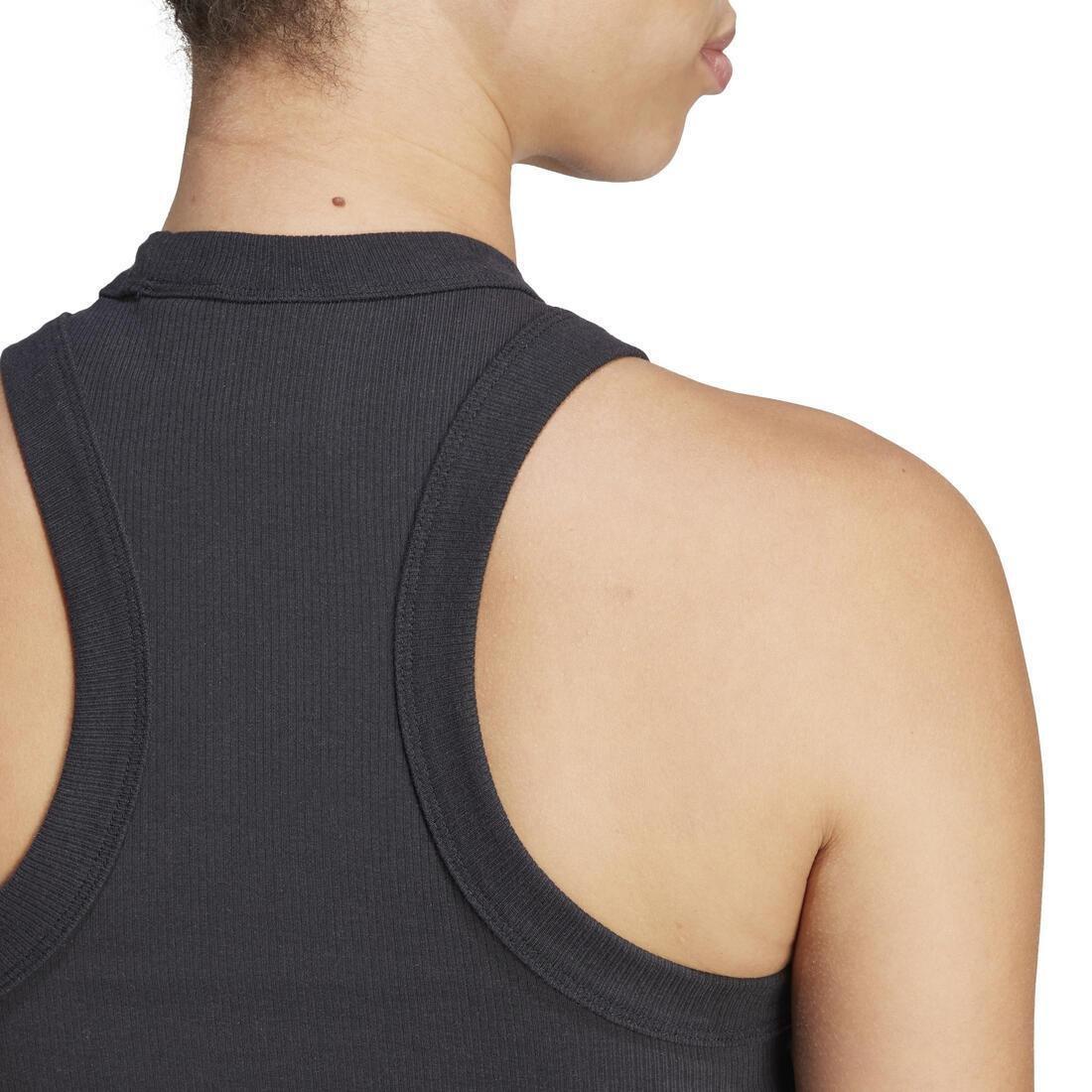 Lounge Ribbed Crop Tank Top, Black, No Color, large image number 4