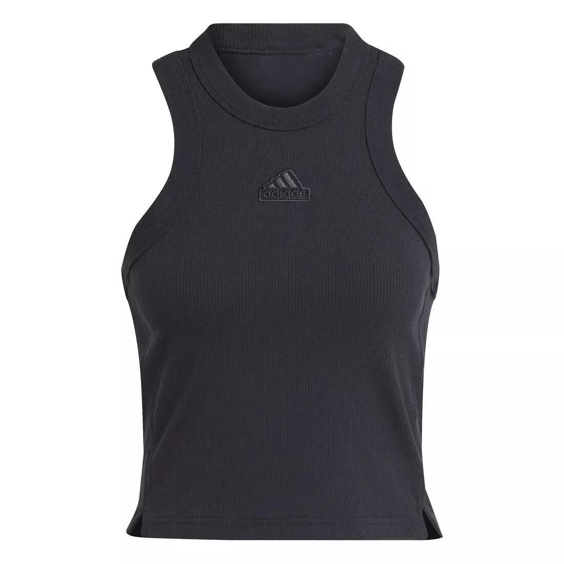 Lounge Ribbed Crop Tank Top, Black, No Color, large image number 5