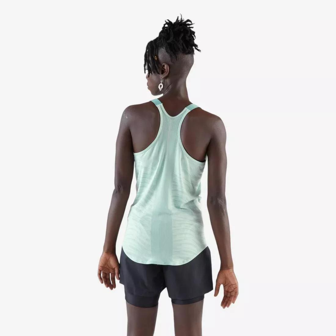 Women's Running Tank Top With Built-In Bra - Kiprun Run 500, Green, No Color, large image number 5