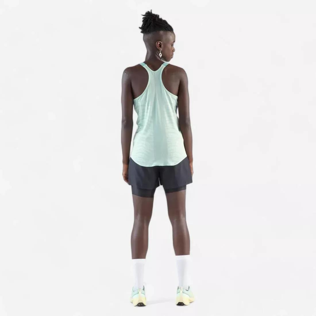Women's Running Tank Top With Built-In Bra - Kiprun Run 500, Green, No Color, large image number 7