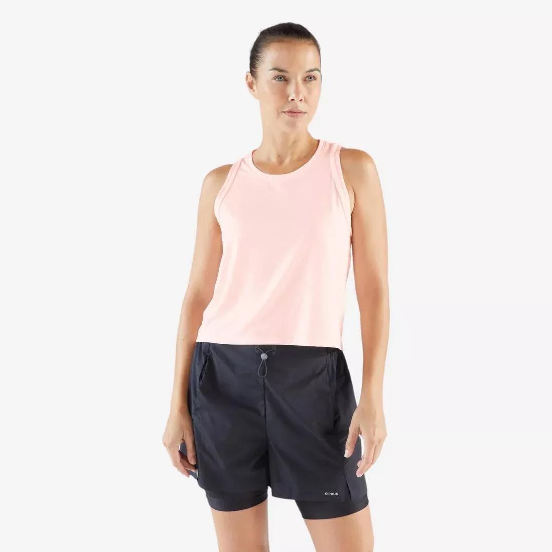 Women Running Breathable Short Tank Top - Kiprun Run 500 Dry, Pink, No Color, large image number 2