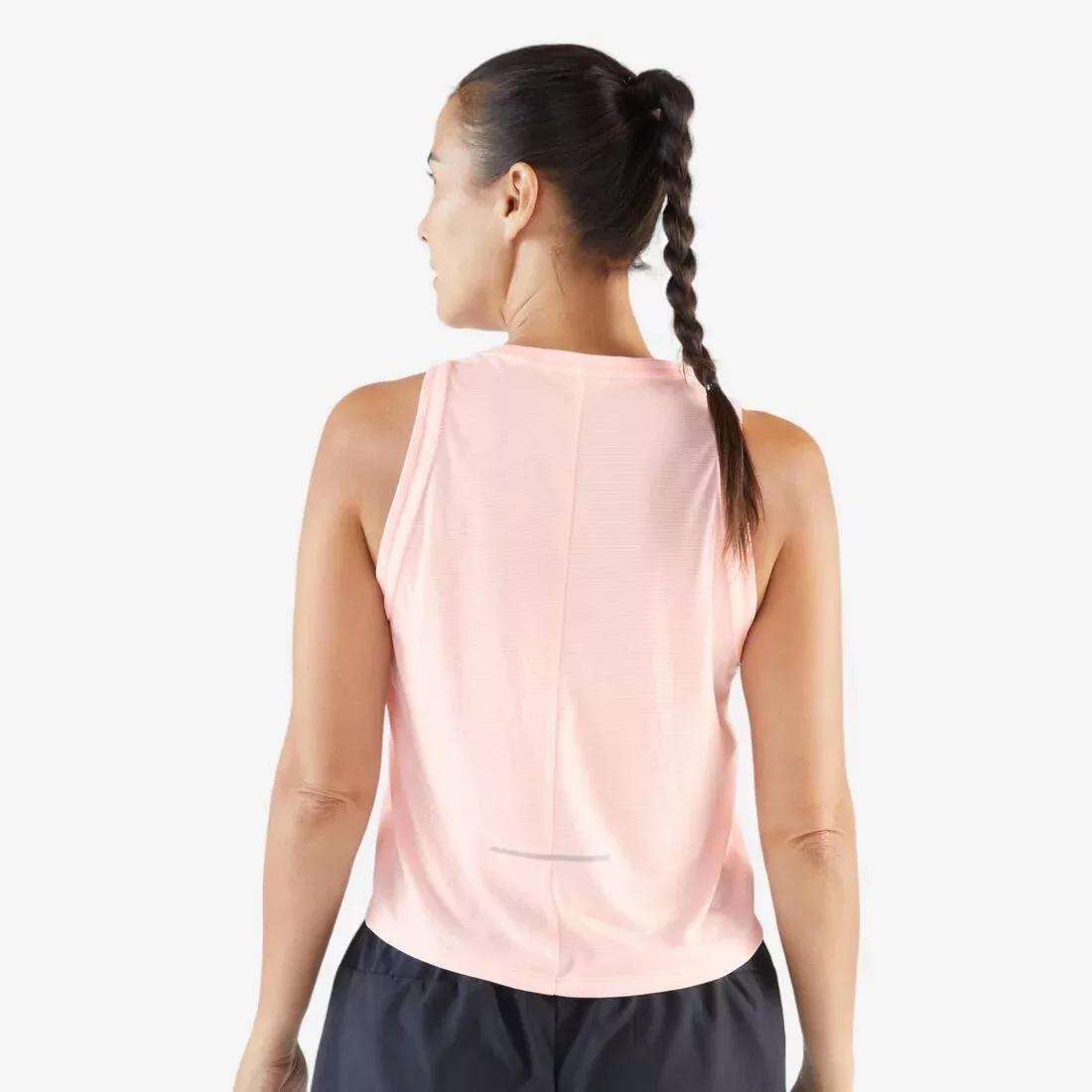 Women Running Breathable Short Tank Top - Kiprun Run 500 Dry, Pink, No Color, large image number 4