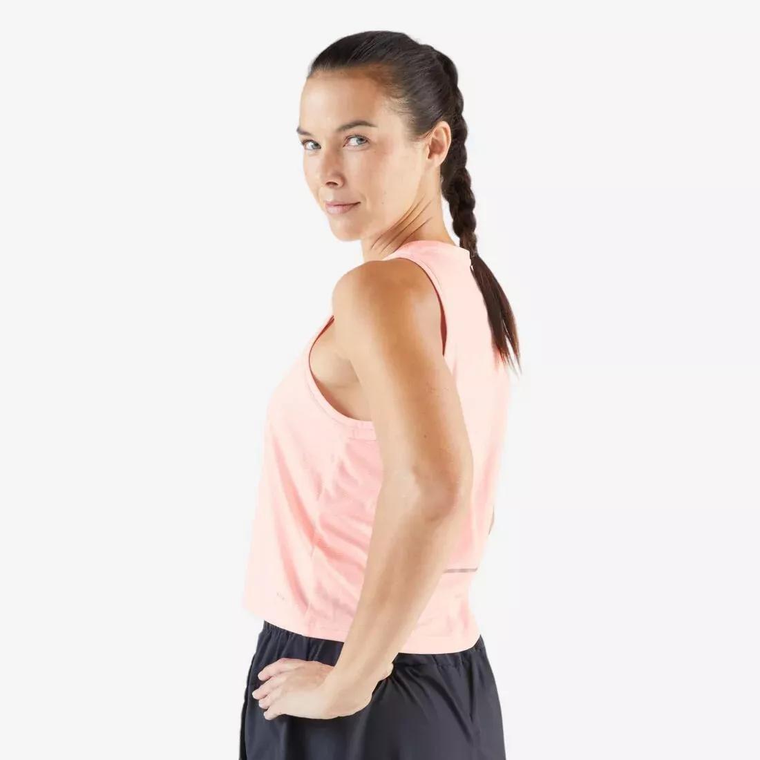 Women Running Breathable Short Tank Top - Kiprun Run 500 Dry, Pink, No Color, large image number 6