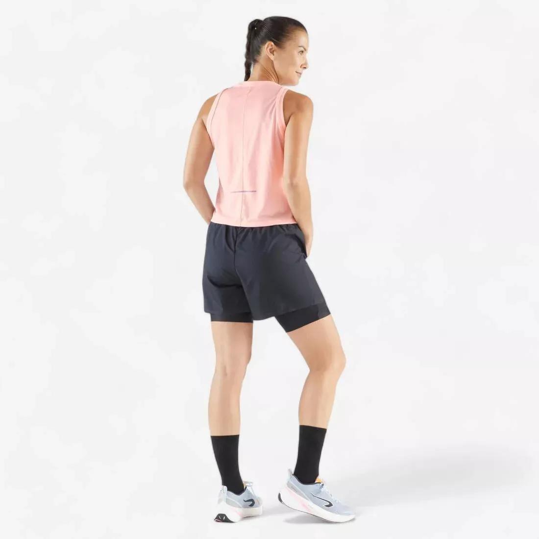 Women Running Breathable Short Tank Top - Kiprun Run 500 Dry, Pink, No Color, large image number 7