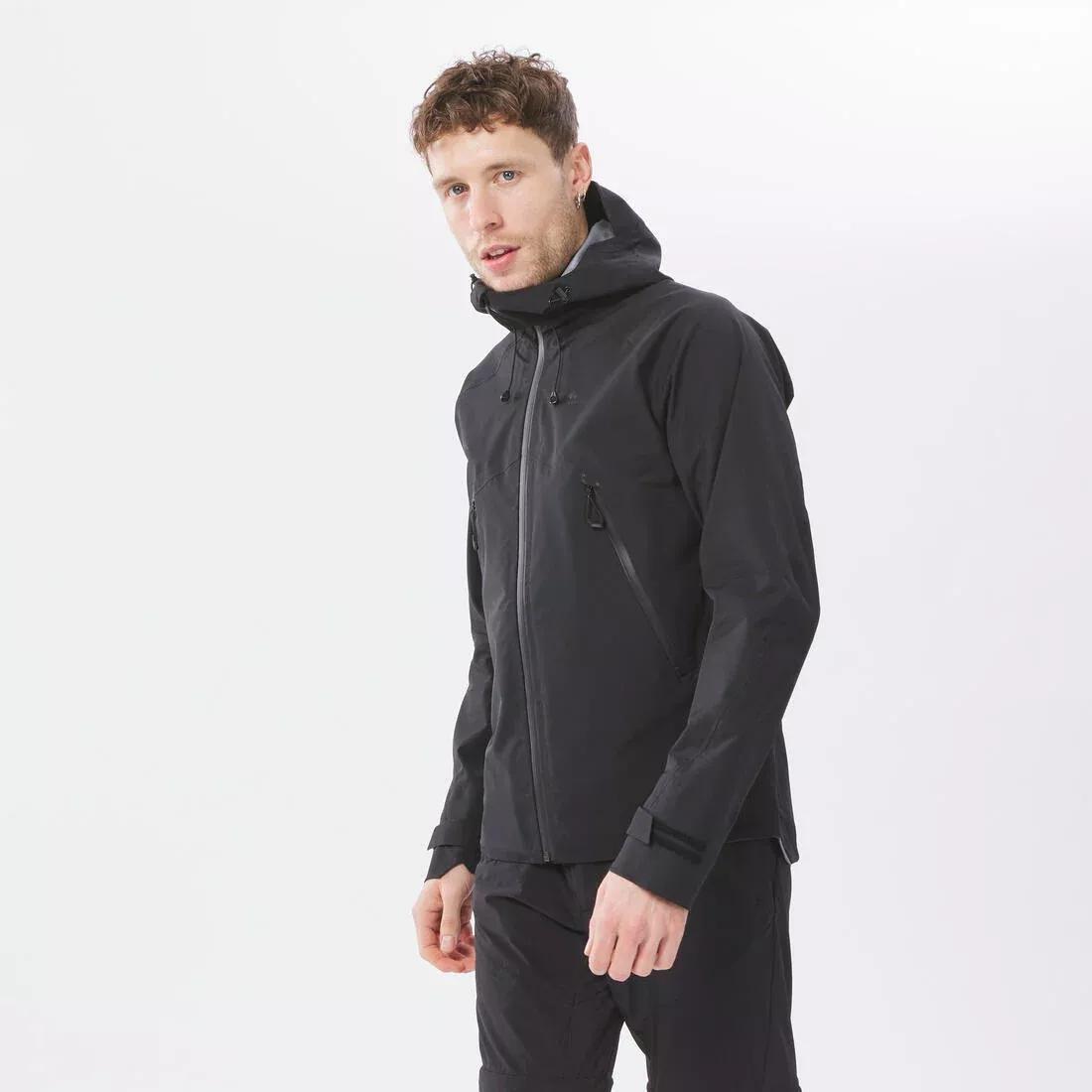 Men waterproof and breathable hiking jacket - MH500, Black, No Color, medium