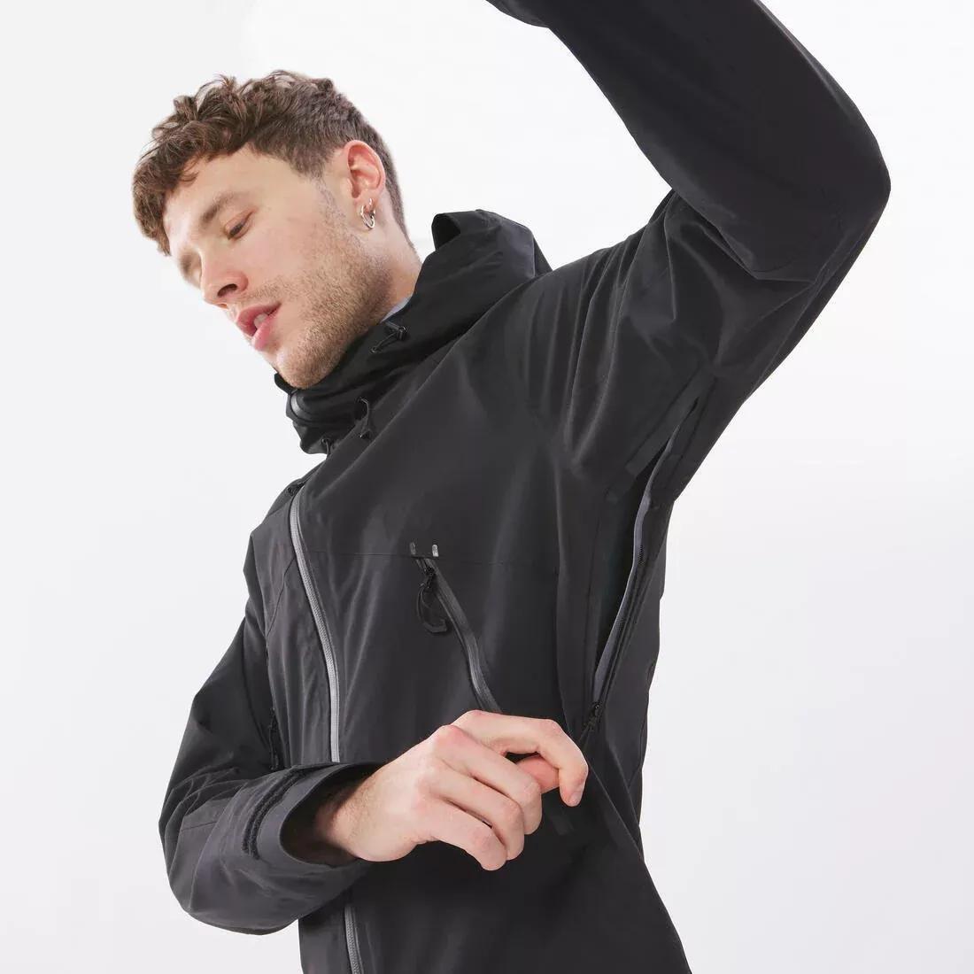 Men waterproof and breathable hiking jacket - MH500, Black, No Color, medium