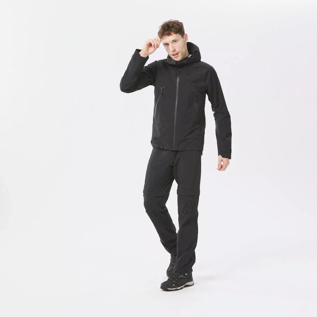 Men waterproof and breathable hiking jacket - MH500, Black, No Color, medium