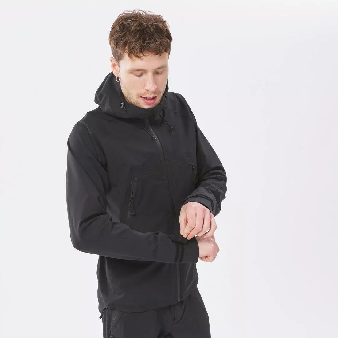 Men waterproof and breathable hiking jacket - MH500, Black, No Color, large image number 6