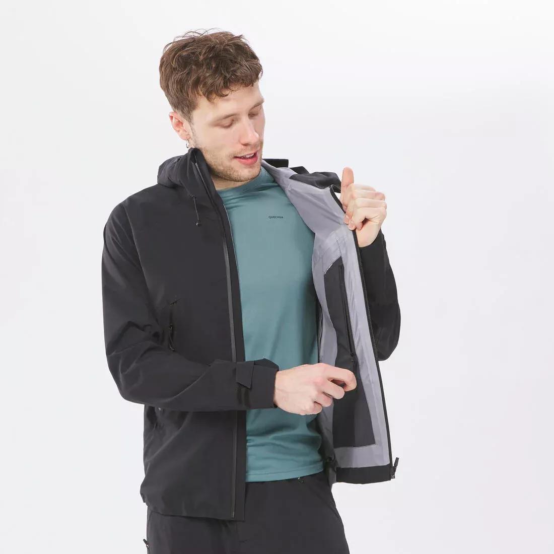 Men waterproof and breathable hiking jacket - MH500, Black, No Color, large image number 7