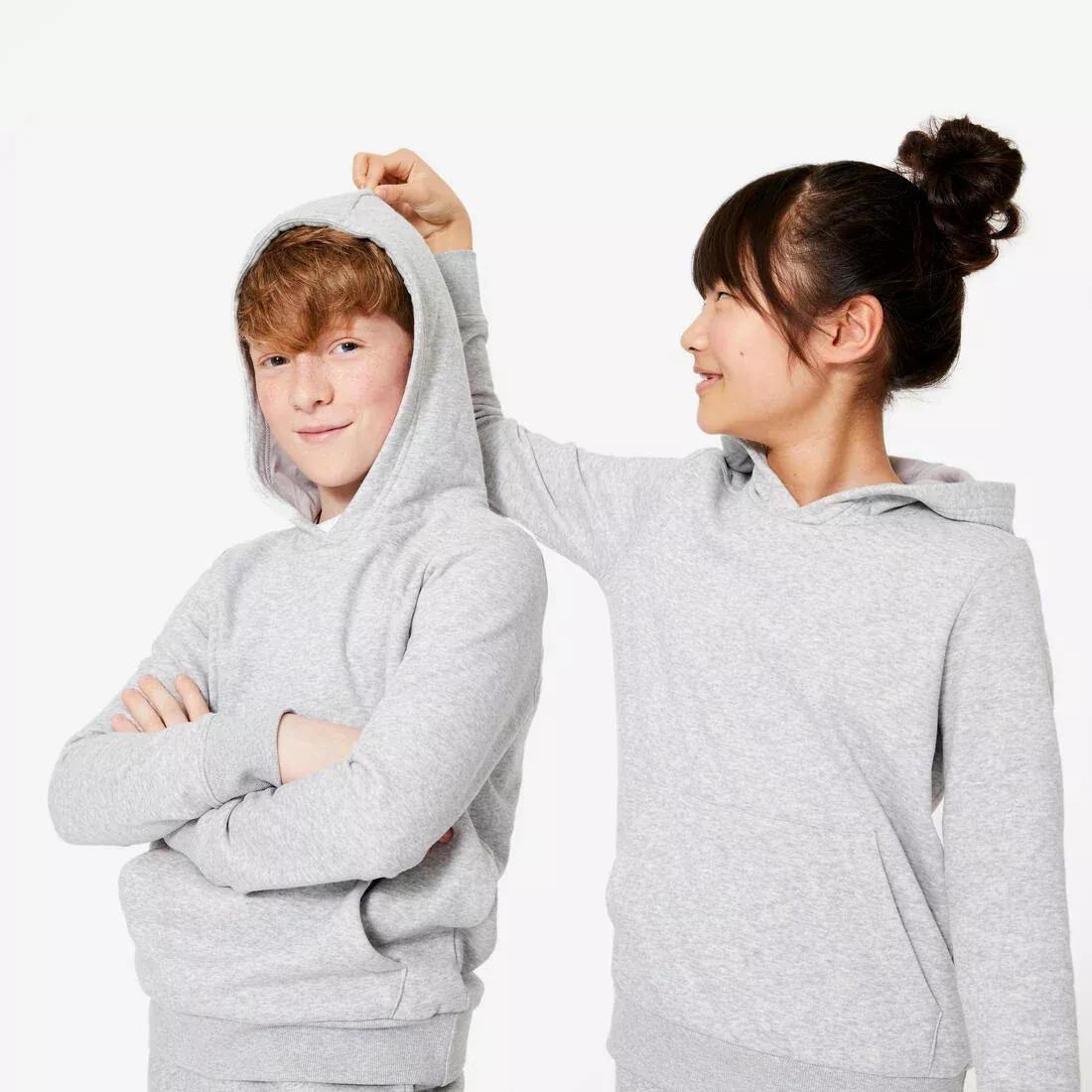 Kids Unisex Cotton Hoodie, Grey, No Color, large image number 5