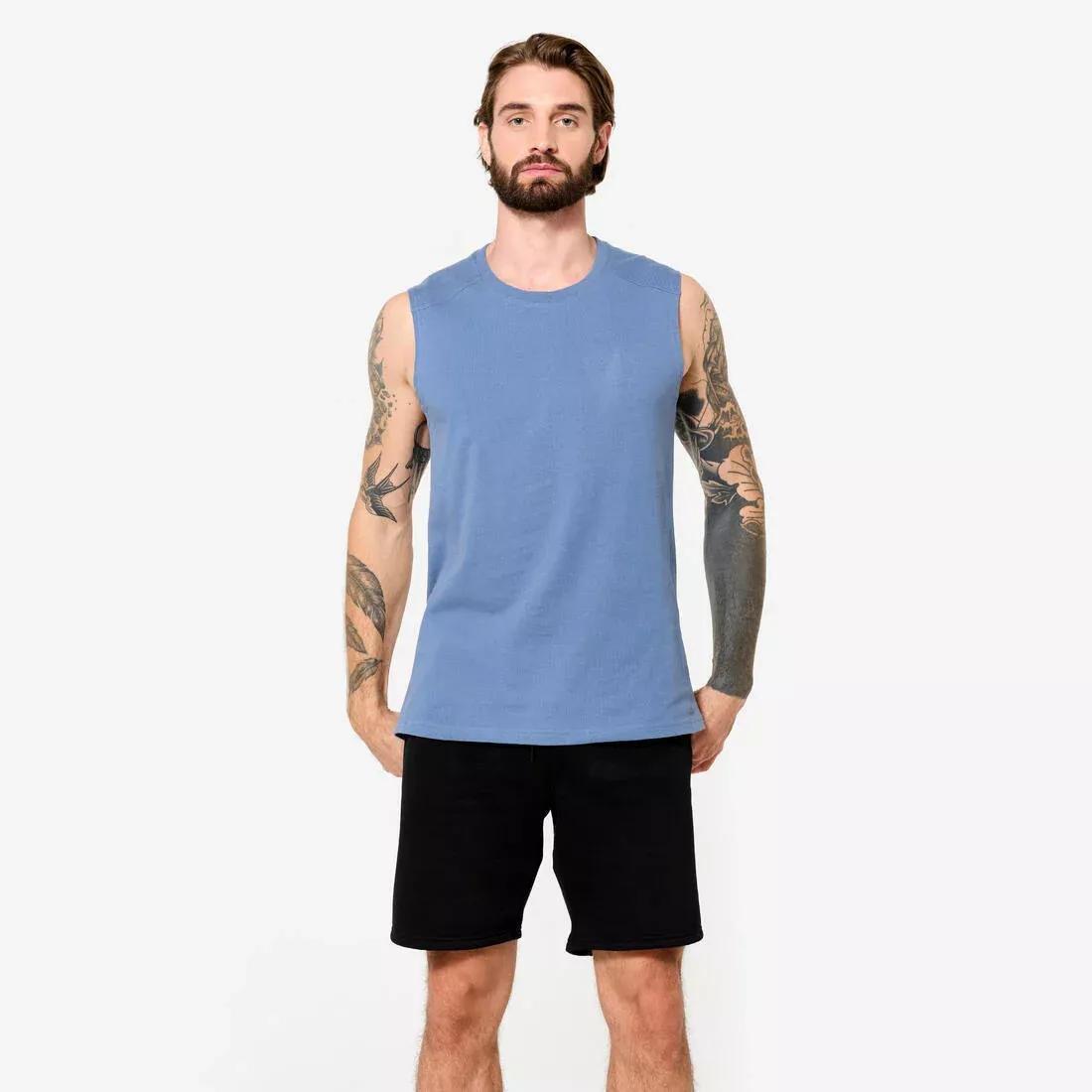 Men Stretchy Fitness Tank Top - 500, Navy, No Color, large image number 2