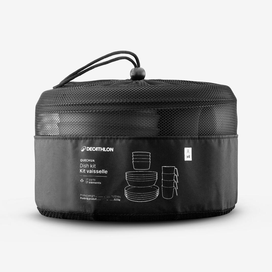 4-Person Camping Crockery Set 500 With 8 Plates, 4 Bowls And 4 Glasses, Green, No Color, large image number 2