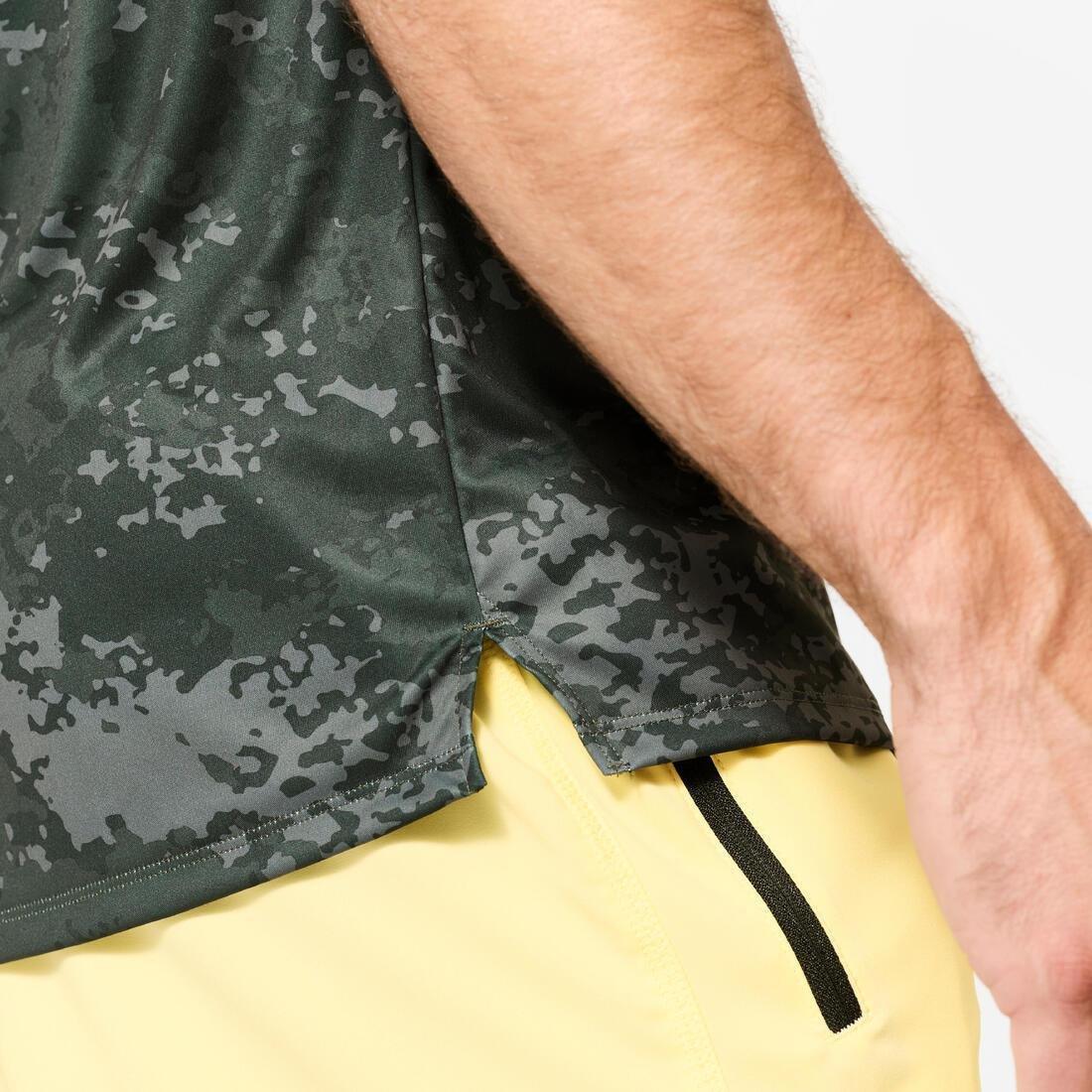 Men Short-Sleeved Crew Neck Breathable Fitness T-Shirt, Khaki, No Color, medium