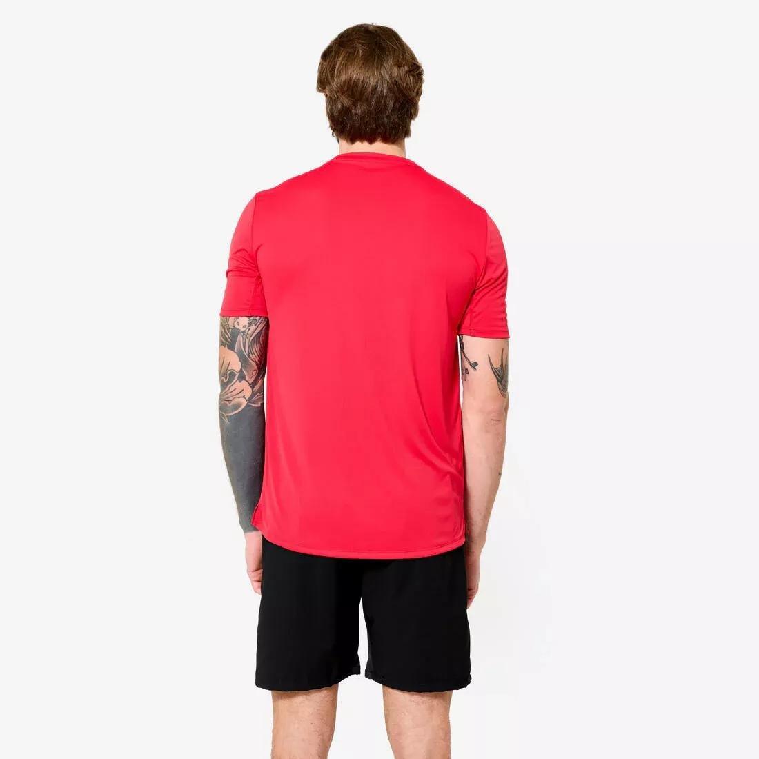 Men Short-Sleeved Crew Neck Breathable Fitness T-Shirt, Khaki, No Color, large image number 5