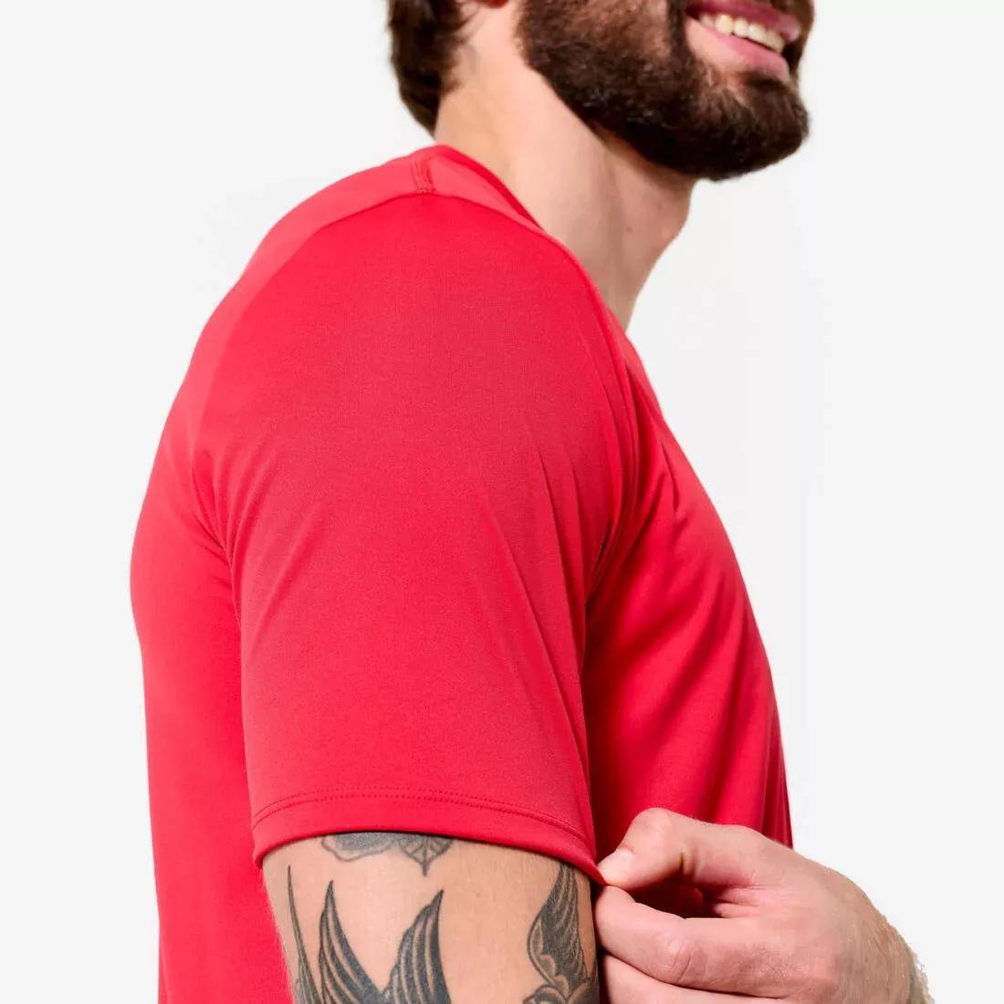 Men Short-Sleeved Crew Neck Breathable Fitness T-Shirt, Khaki, No Color, large image number 6