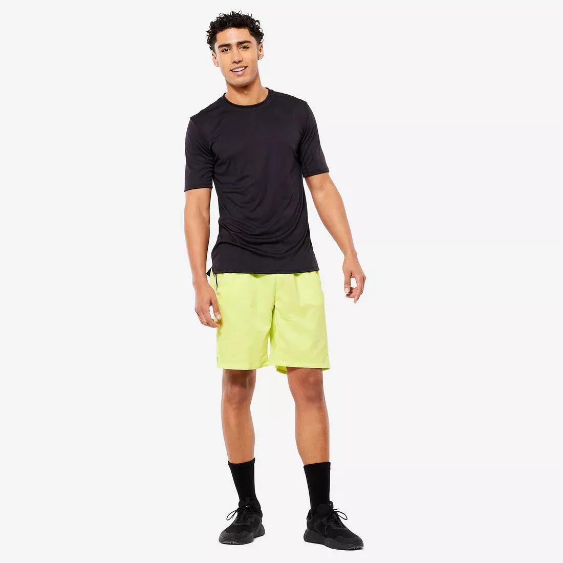 Men Short-Sleeved Crew Neck Breathable Fitness T-Shirt, Khaki, No Color, large image number 14