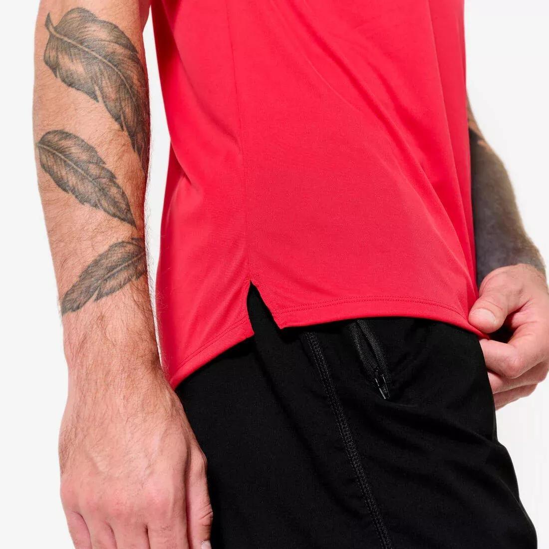 Men Short-Sleeved Crew Neck Breathable Fitness T-Shirt, Orange, No Color, large image number 6