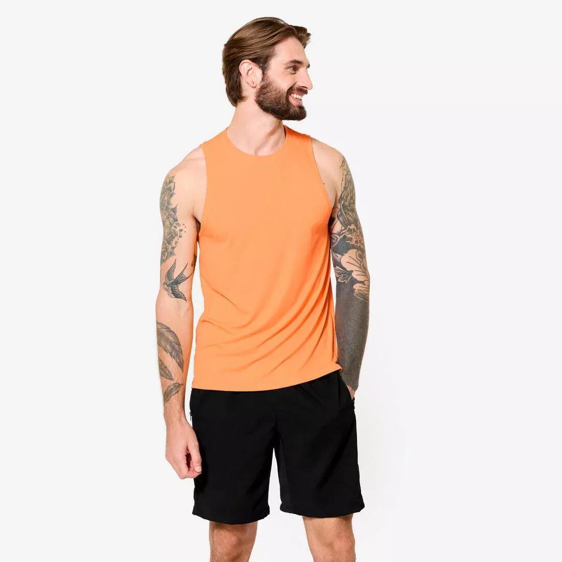 Men Fitness Breathable Tank Top, Beige, No Color, large image number 1