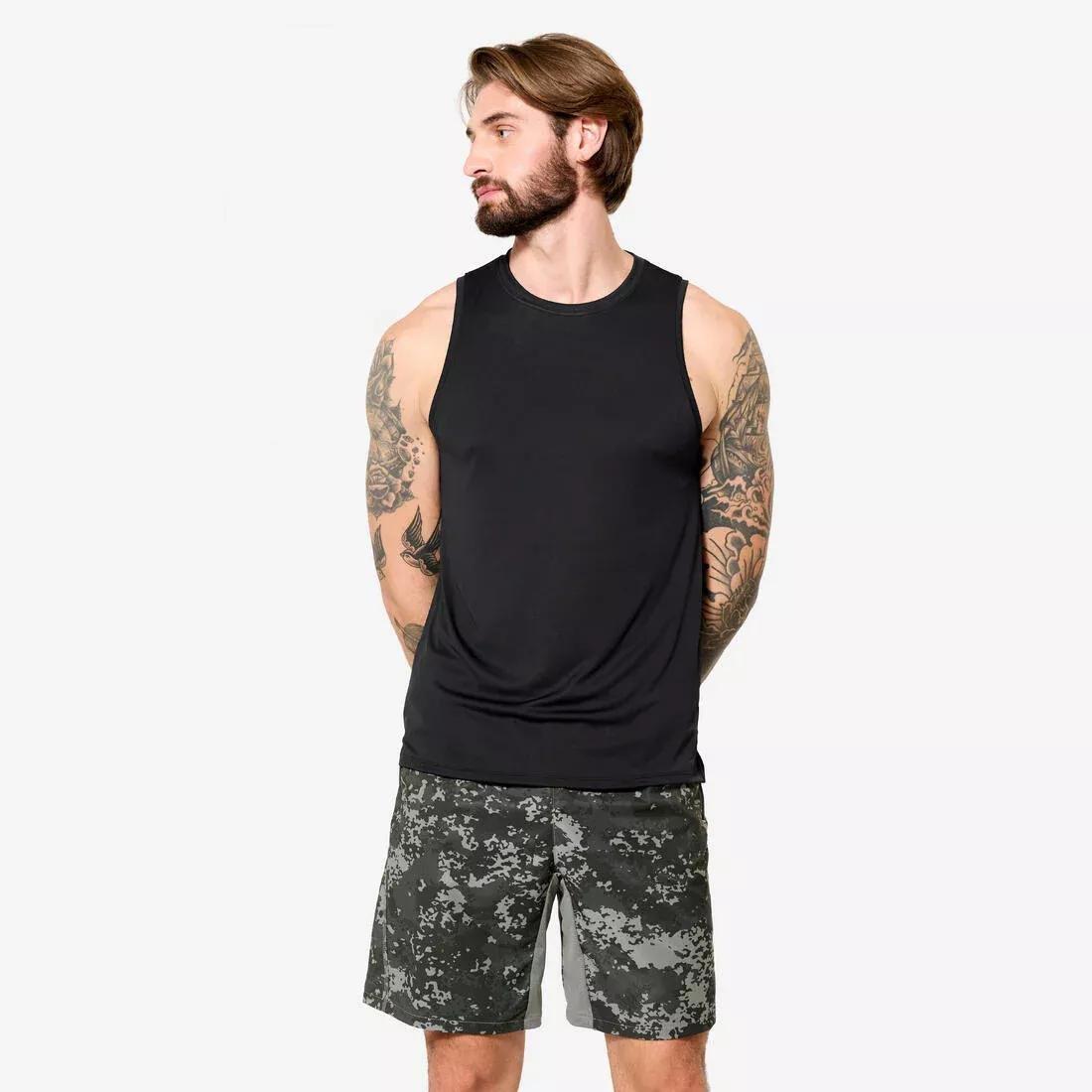 Men Fitness Breathable Tank Top, Beige, No Color, large image number 8