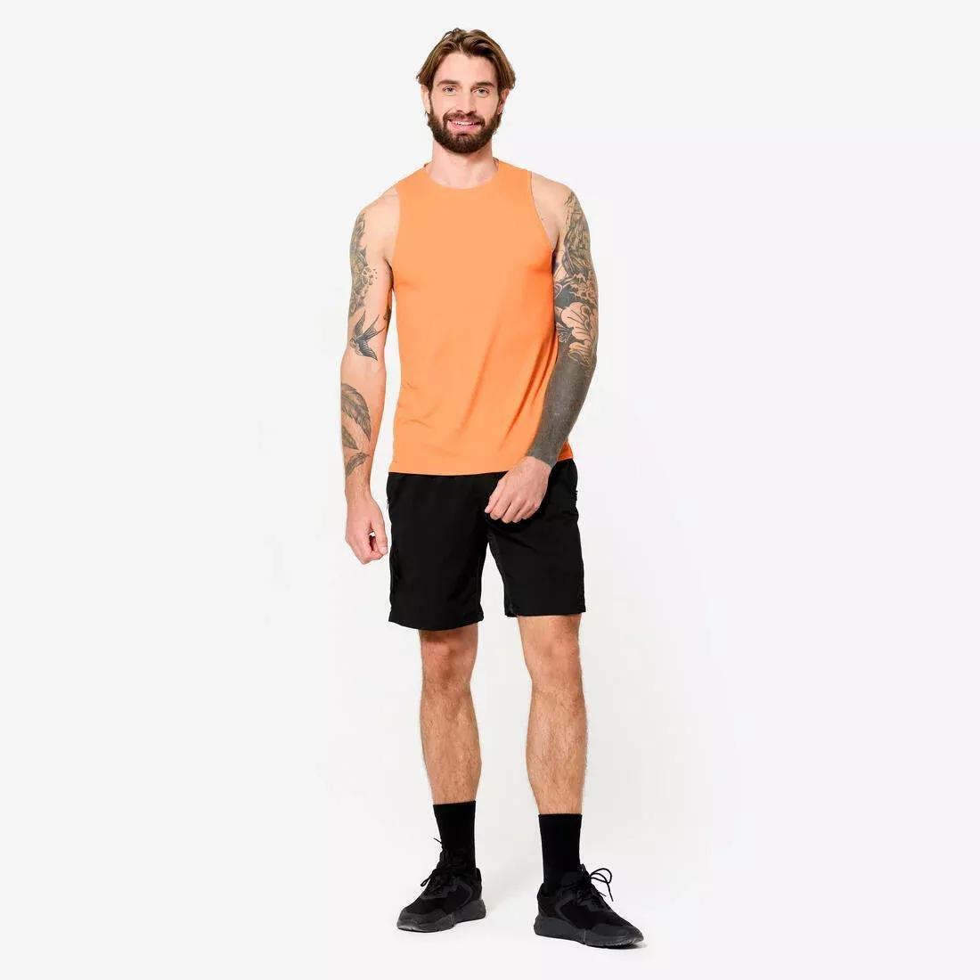 Men Fitness Breathable Tank Top, Khaki, No Color, large image number 2