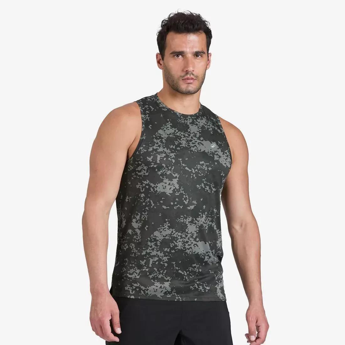 Men Fitness Breathable Tank Top, Khaki, No Color, large image number 8