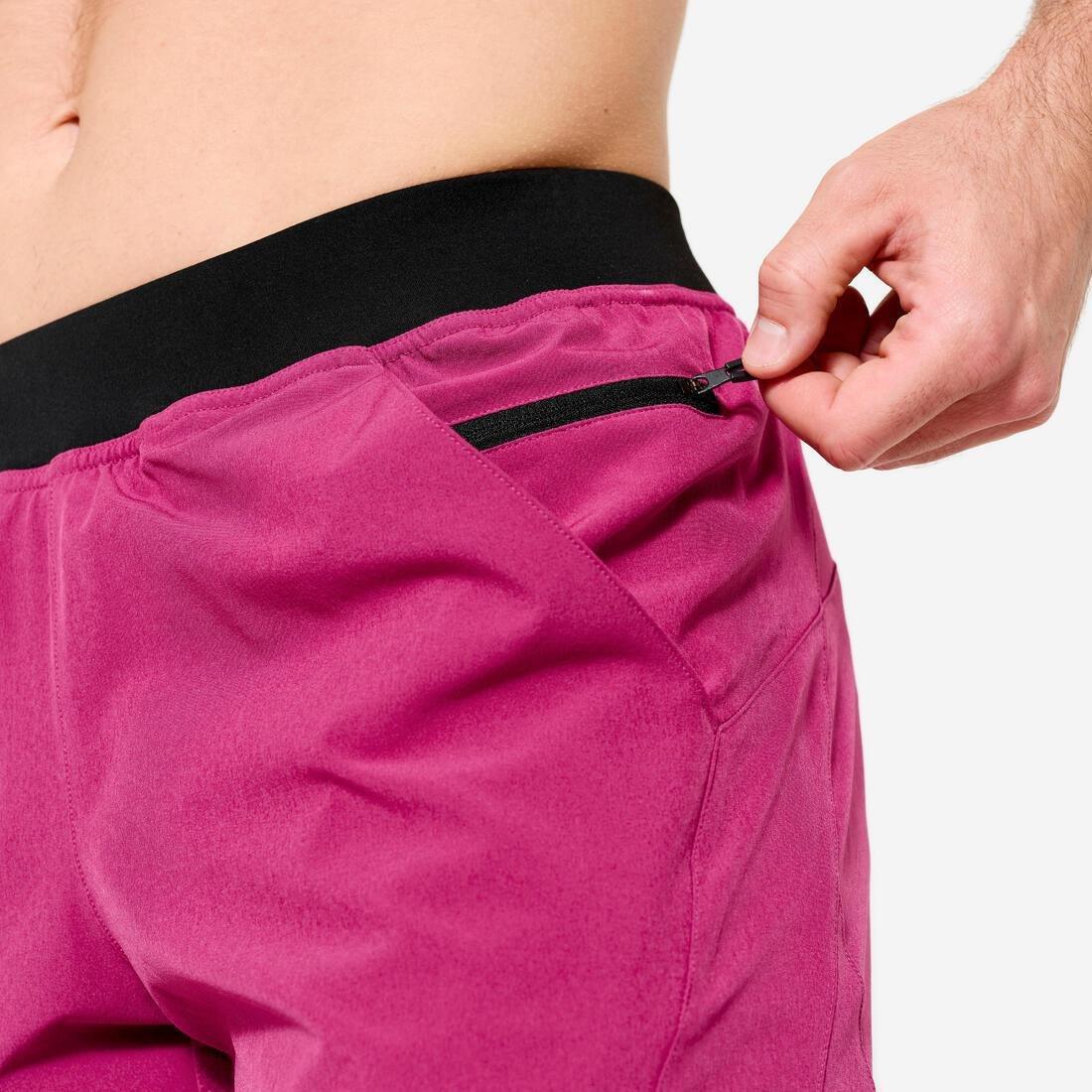 Men Fitness Zip Pocket Breathable 2-In-1 Shorts, Purple, No Color, large image number 7