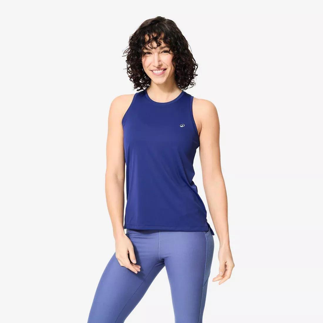 Women Straight-Cut Fitness Tank Top, Blue, No Color, large image number 0