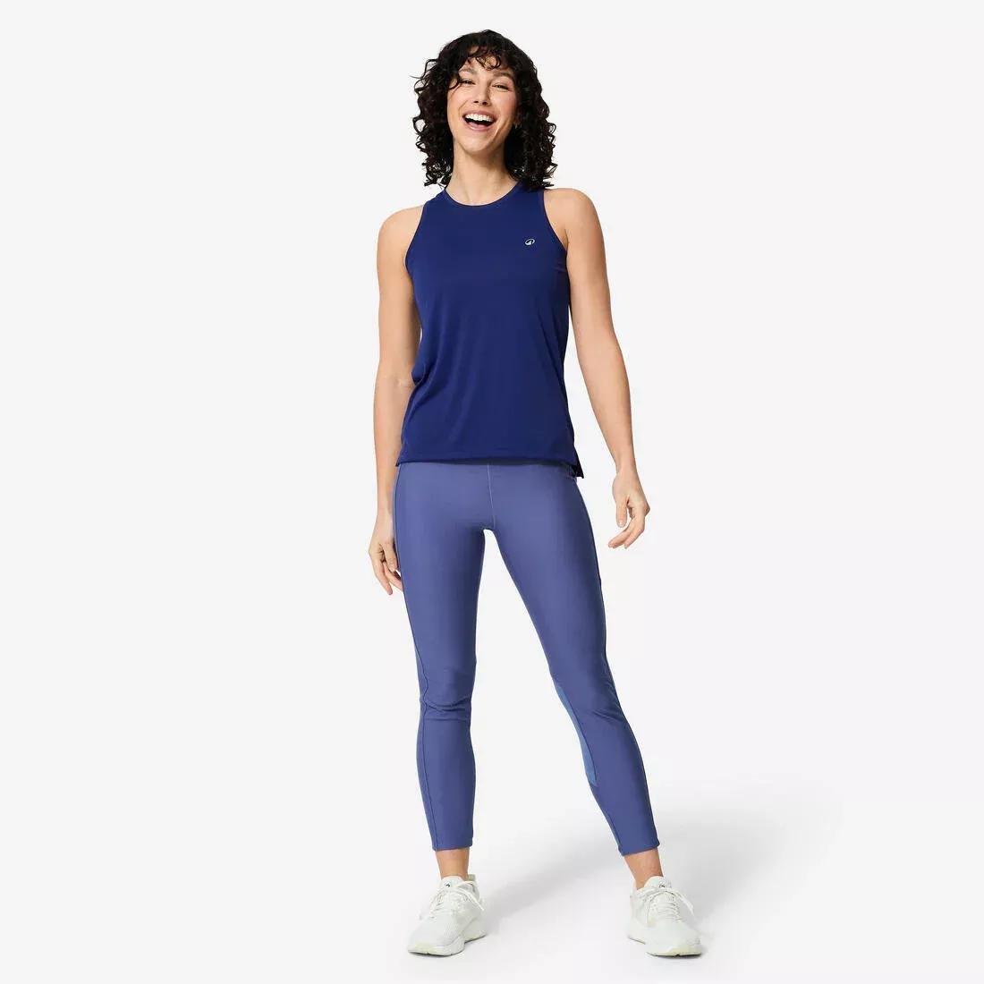Women Straight-Cut Fitness Tank Top, Blue, No Color, large image number 3