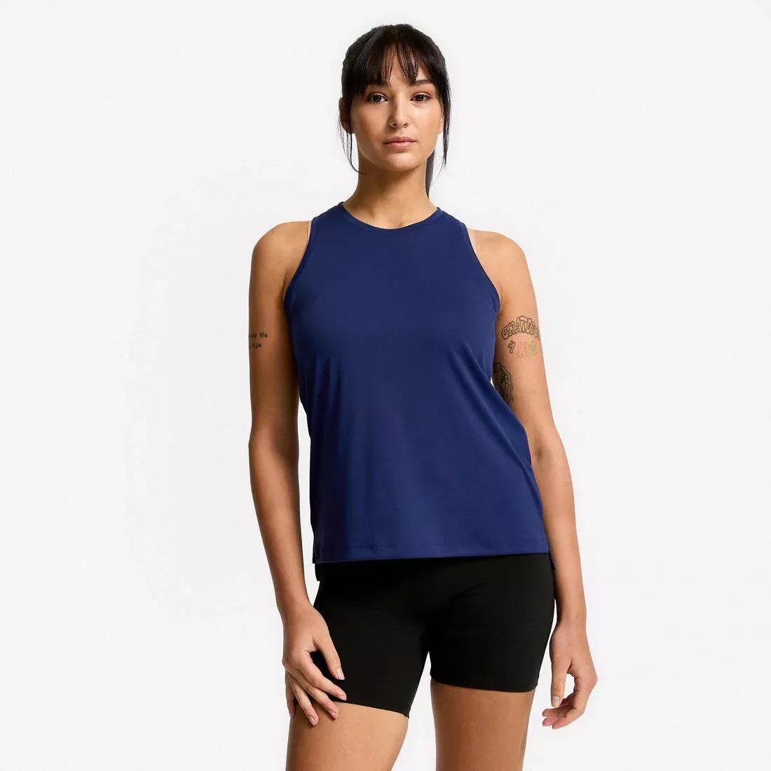 Women Straight-Cut Fitness Tank Top, Blue, No Color, large image number 8