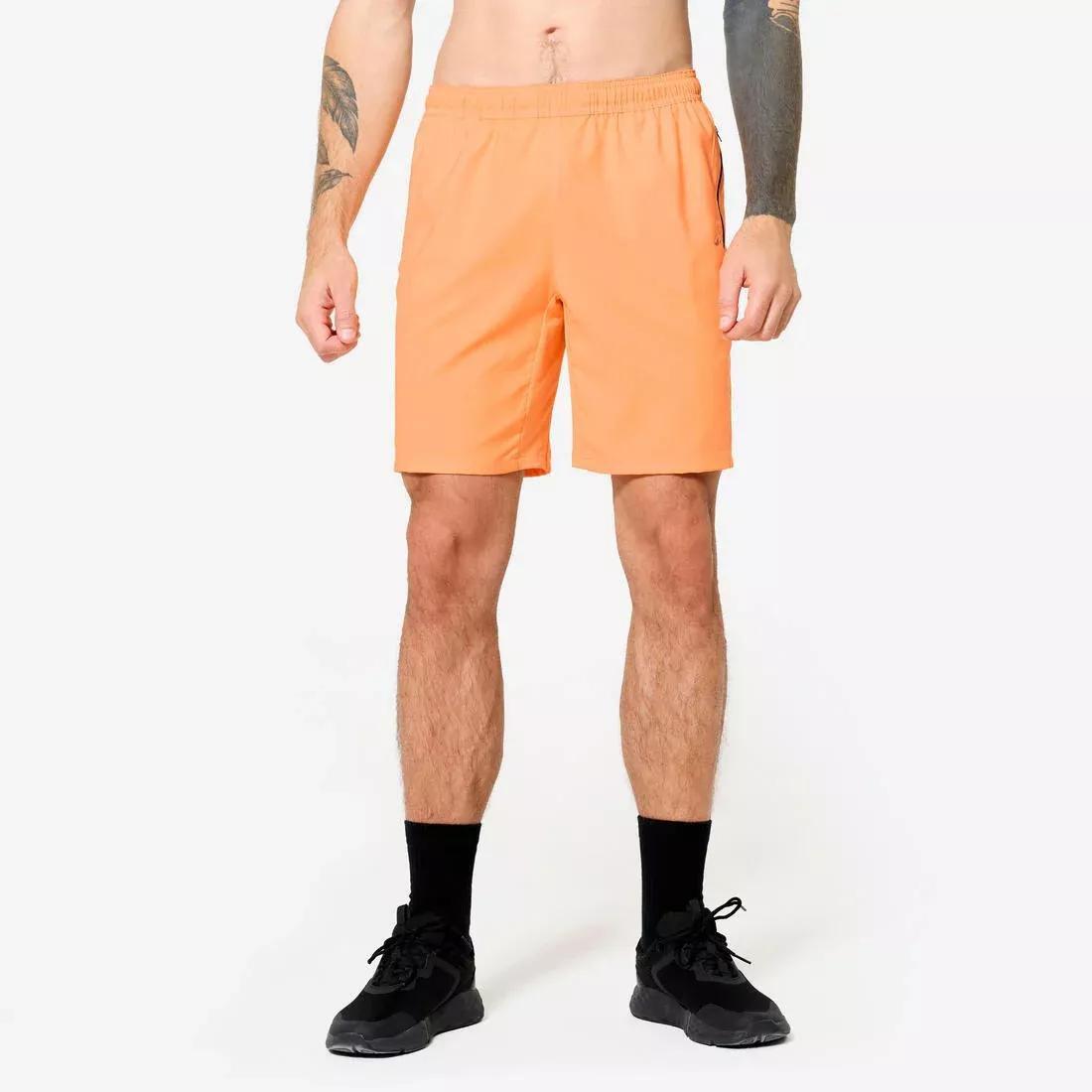 APRICOT ORANGE Fitness Shorts with Zip Pockets, No Color, large image number 0