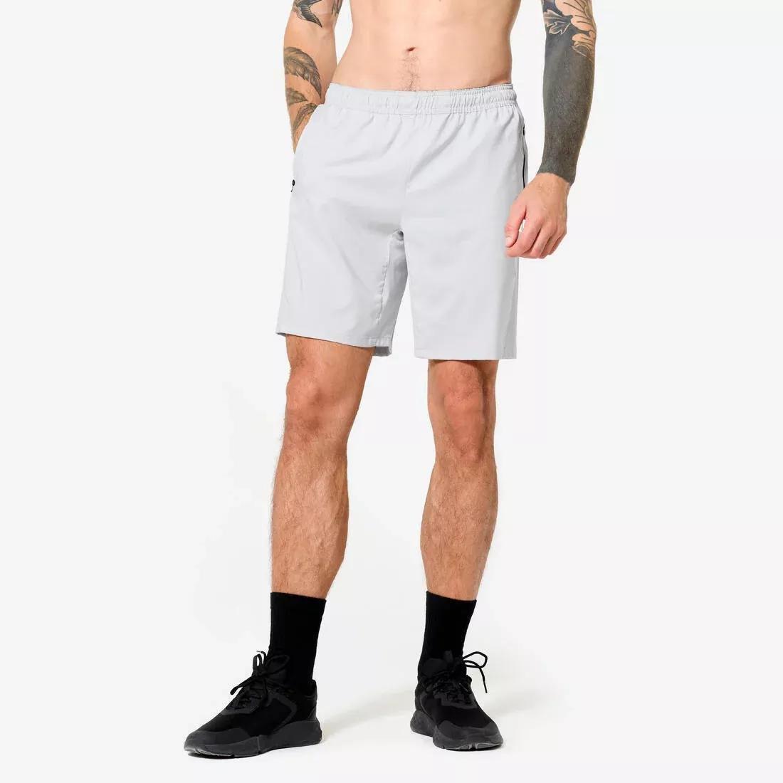 Fitness Shorts With Zip Pockets, Grey, No Color, medium