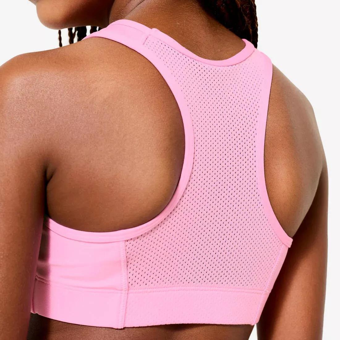 Kids Girls Breathable Sports Bra, Pink, No Color, large image number 2