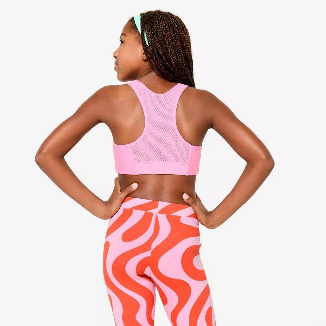 Kids Girls Breathable Sports Bra, Pink, No Color, large image number 3