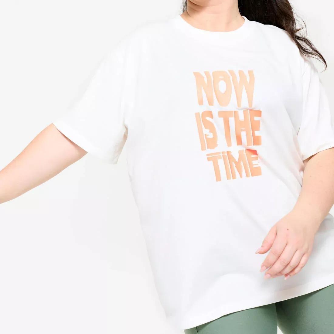 Women Oversize Cotton T-Shirt, White, No Color, large image number 3