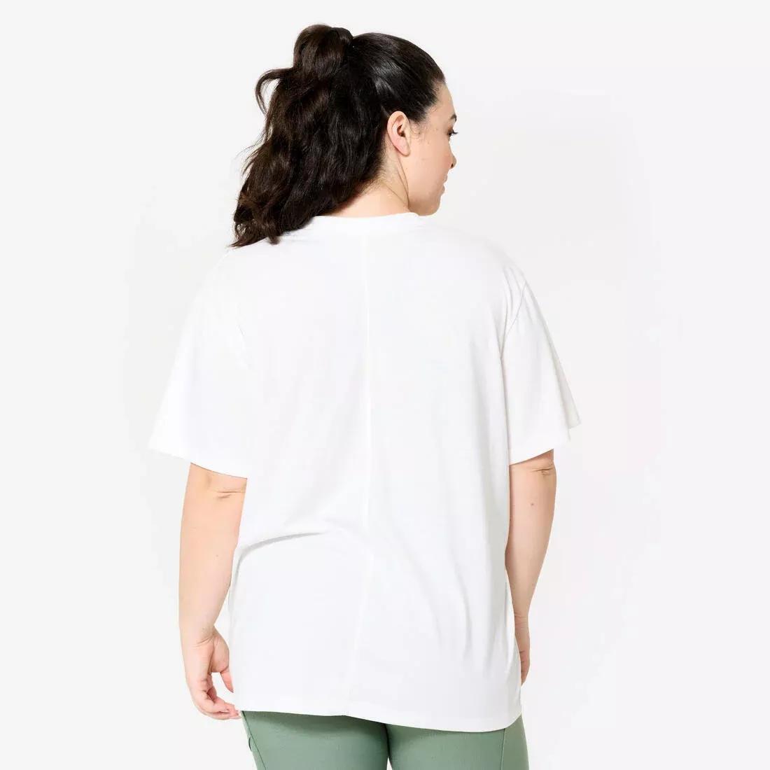 Women Oversize Cotton T-Shirt, White, No Color, large image number 4
