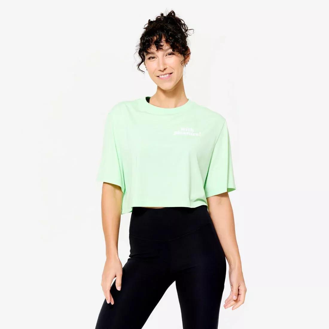 Women Cropped T-Shirt, Green, No Color, large image number 0