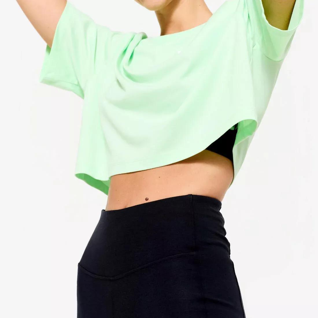 Women Cropped T-Shirt, Green, No Color, large image number 2